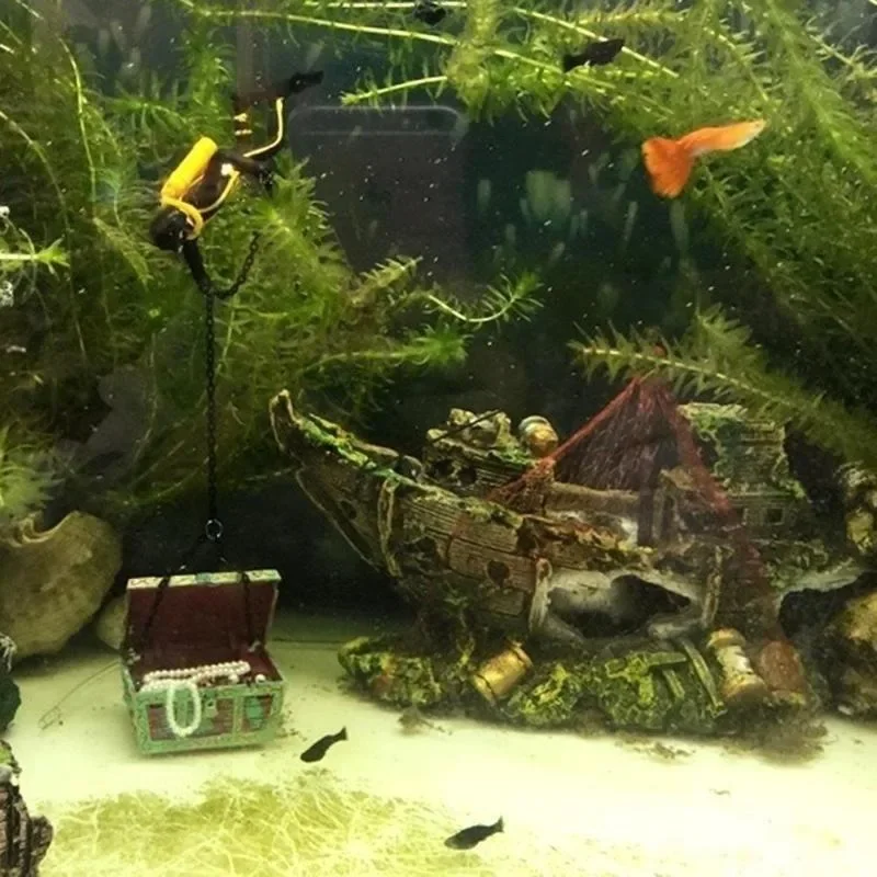 Aquarium Fish Tank Landscape Pirate Ship Wreck Ship Decor Resin Boat Ornament Aquarium Accessories Decoration