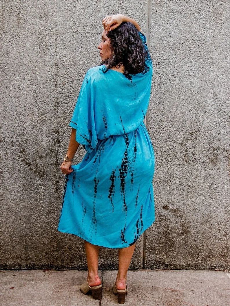Tie Dye Long Rayon Beach Cardigan Kimono  Robe Summer Unisex Kimono Outdoor Woman Beach Dress
