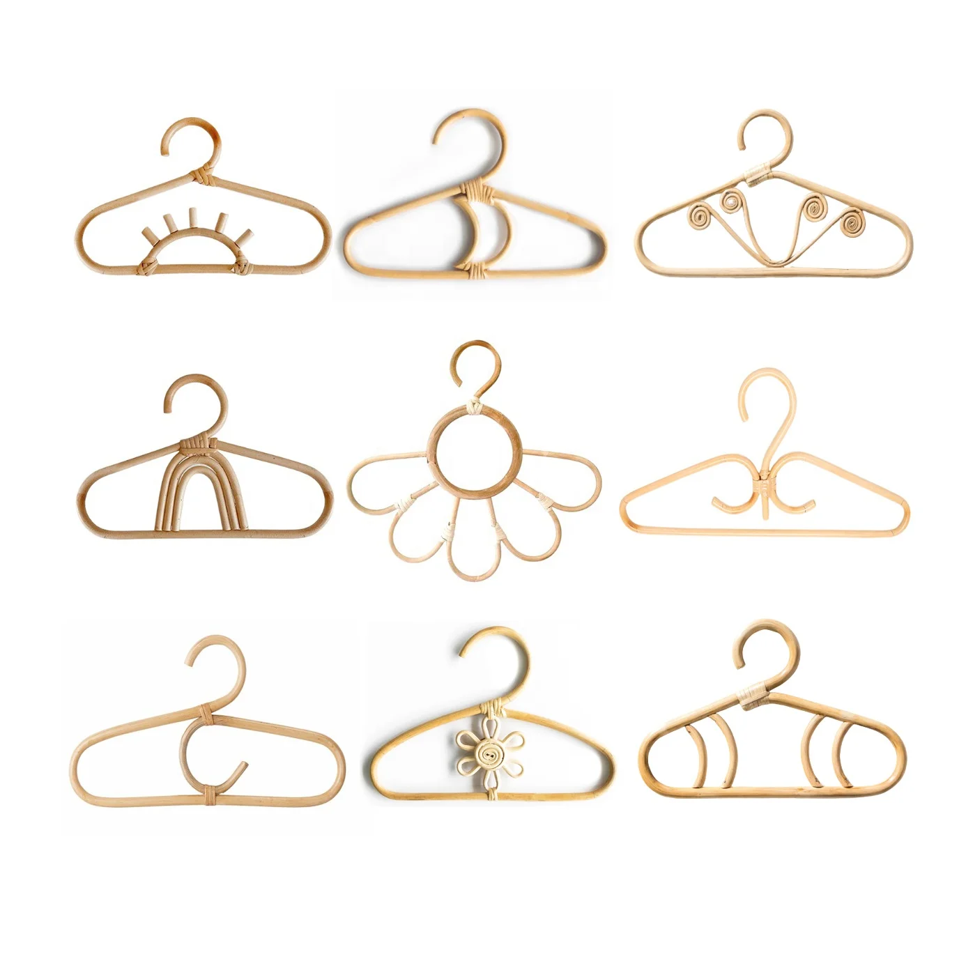 High Quality Rainbow Heart Flower Shape Wooden Bamboo Hanger for Kids Custom Size Plastic Clothes Rack Cheap from Vietnam