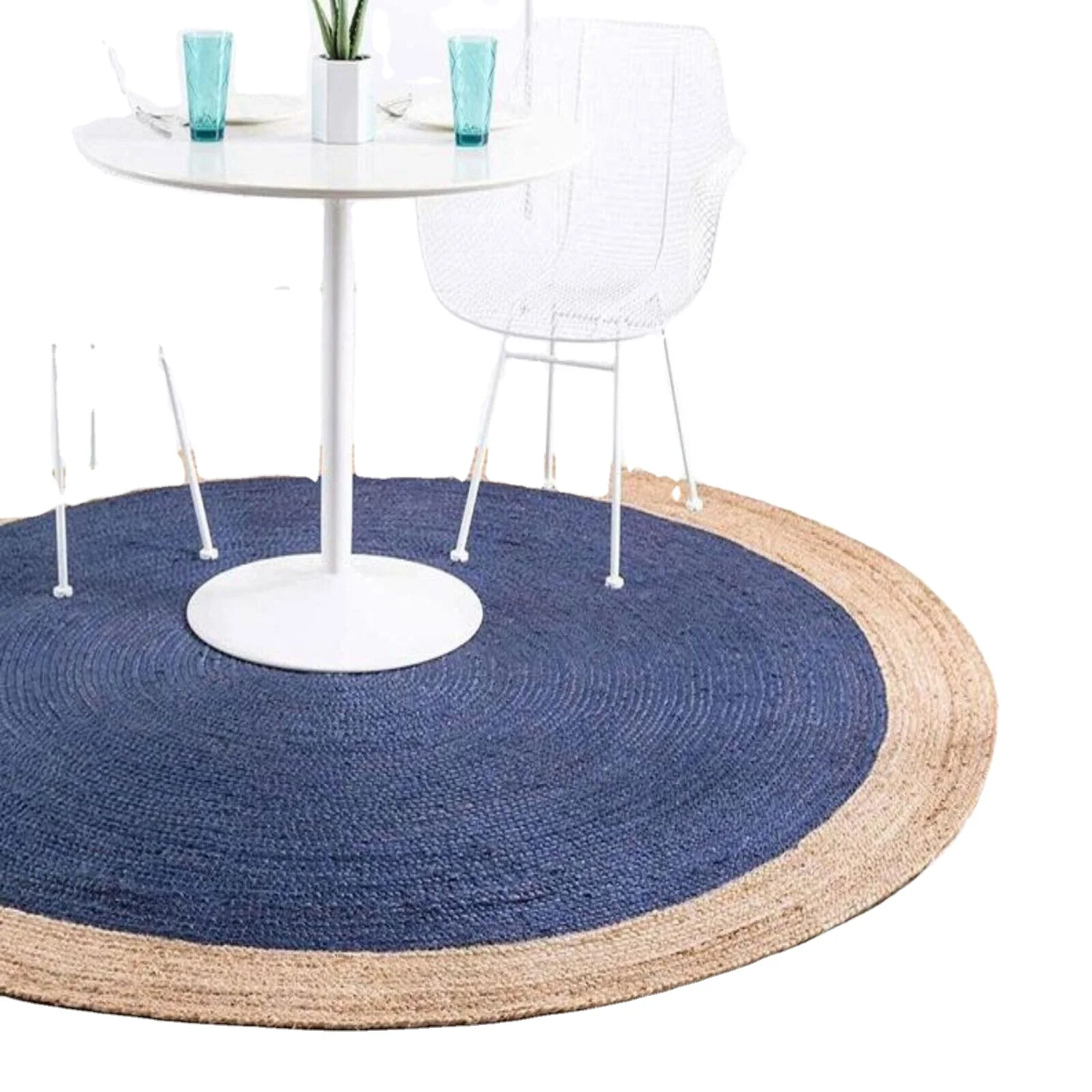 Natural Fiber Round Rug Jute Hand Braided Door Met Rustic Look Eco Friendly Rug Farmhouse Area Rug