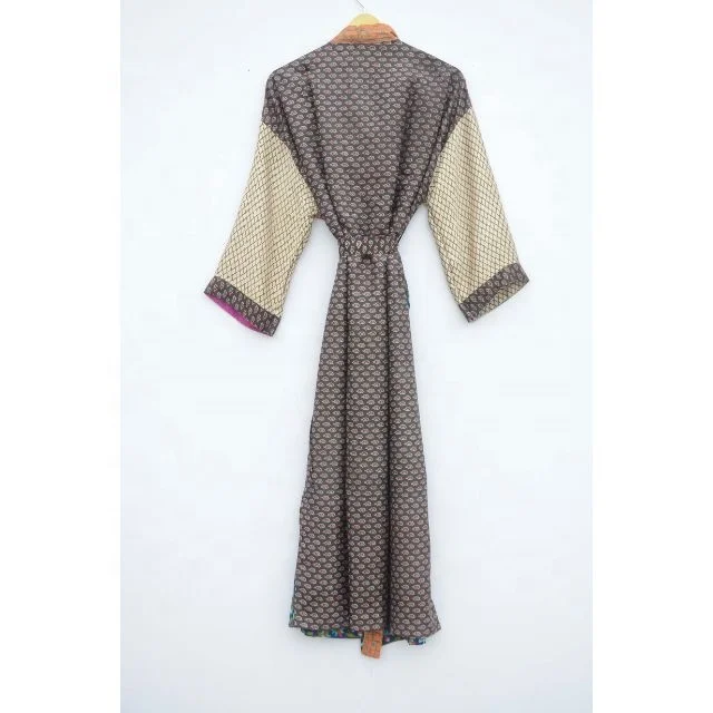 Night Wear Suit Maxi Dress Wrap Dress Swim Cover Up Dressing Gown Vintage style Bath Robe Long Silk Kimono For Women
