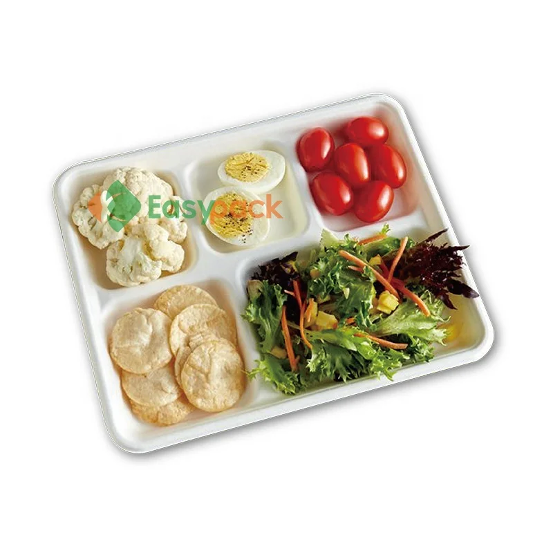 10 inch with 3-comp biodegradable white round sugarcane bagasse pulp plate