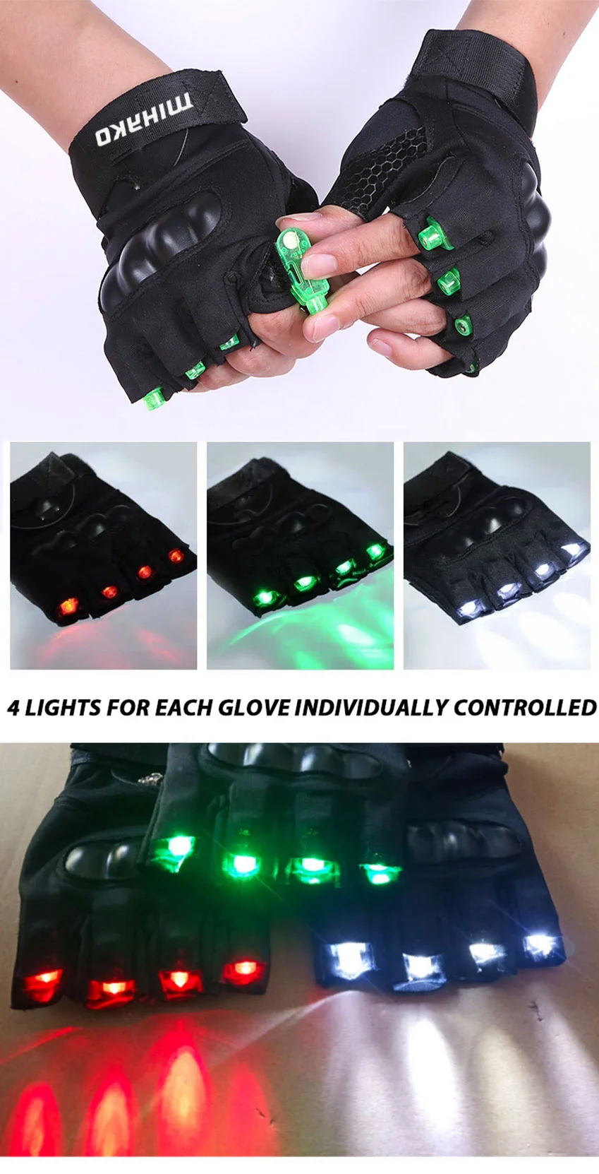 Лидер продаж велосипедные гоночные перчатки со светодиодной подсветкой на полпальца для езды велосипеде