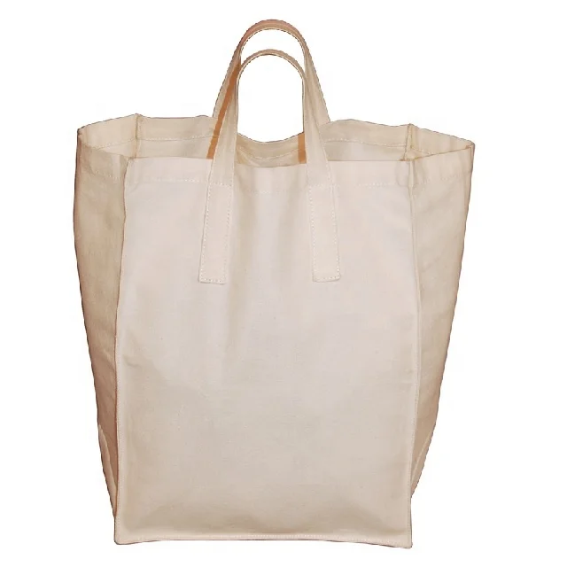 Promotional Custom Logo Printed White Drawstring Organic Cotton Shopping Shoulder Bag Eco-friendly Folding Tote Portable Handbag