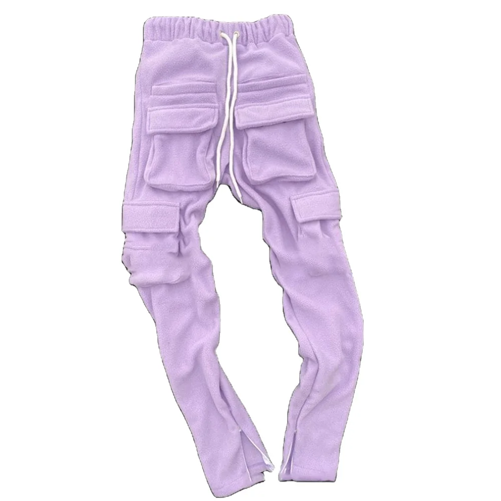 Custom Logo Elastic Waist Casual Bootcut Pants Stacked Flare Sweat Pants For Men