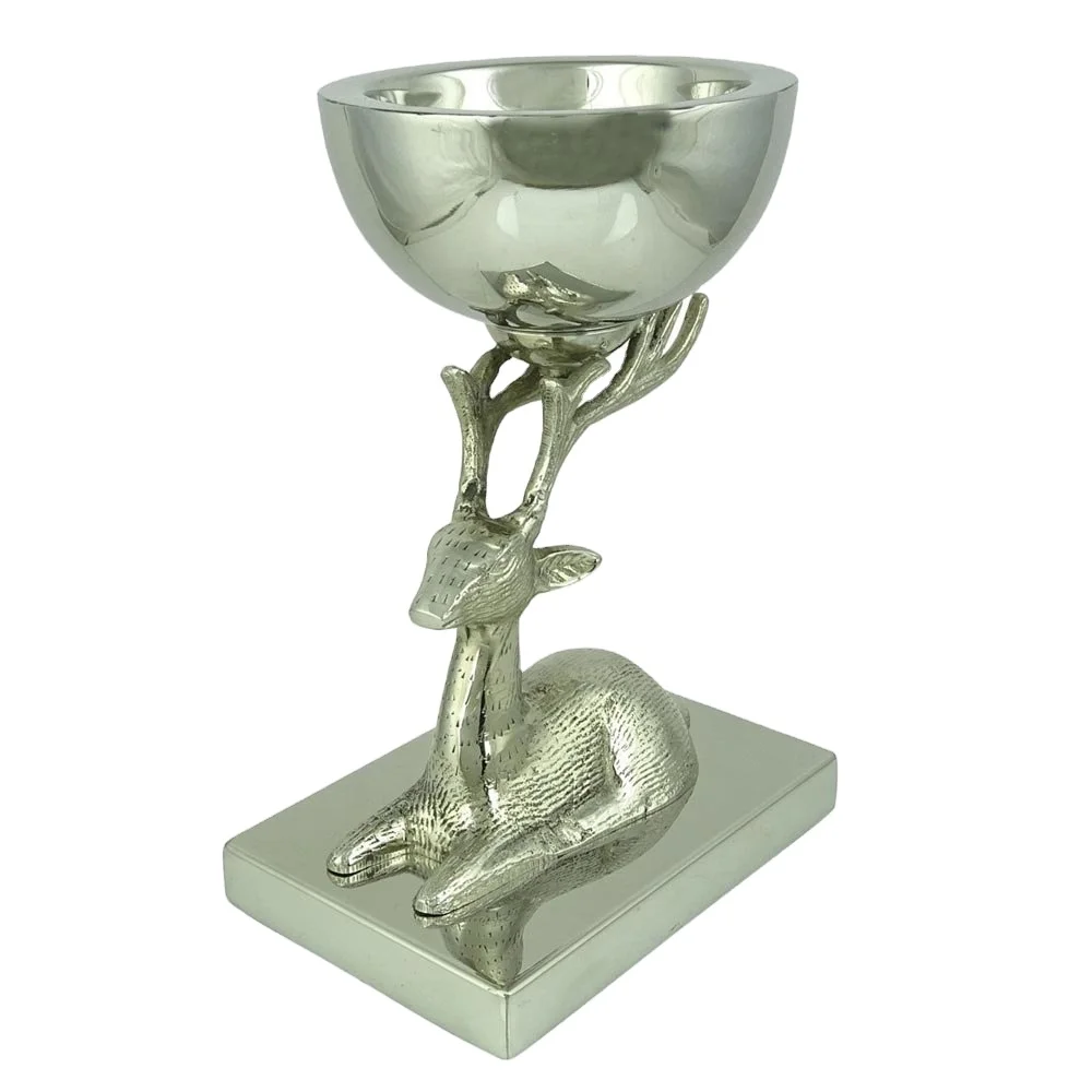 Fancy Sitting Deer on Head Indian Copper Serving Bowls Seafood Serving Bowl Fancy Ceramic Soup Bowls