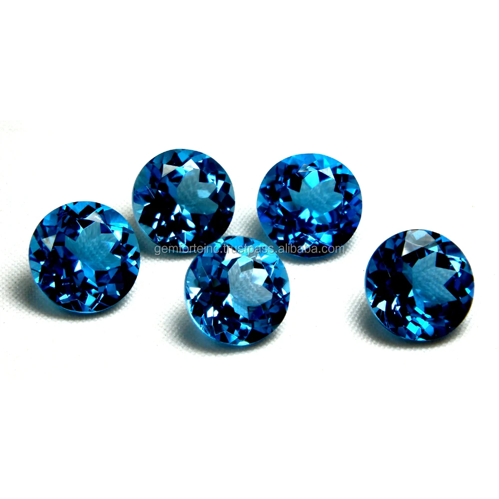 Topaz Round Faceted Gemstone London Swiss Blue Topaz Multi Color Natural Loose Gemstone Customized Best Price Blue Topaz Stone