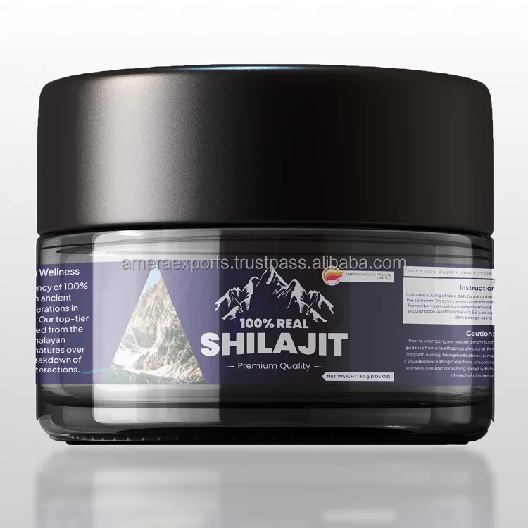 High Quality 100% Real Himalayan Shilajit Exporter with OEM/ODM Rich in Fulvic Humic Acid Available in Drum Mason Jar Packaging