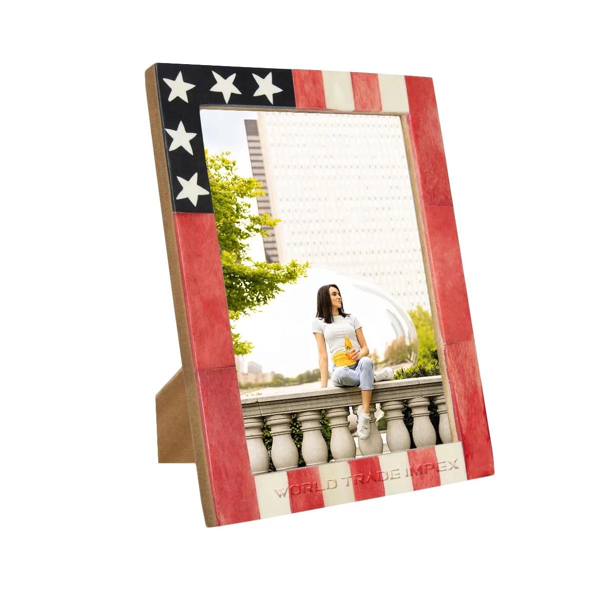 USA American flag picture photo frame handmade souvenirs 5x7
