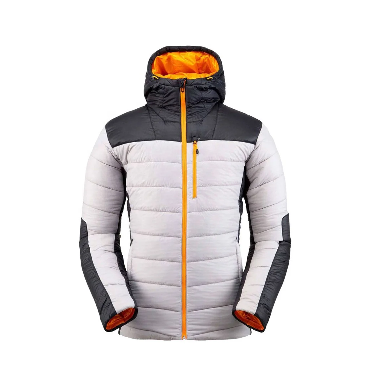 Custom winter warm two tone color block padded bubble down puffer jacket for men