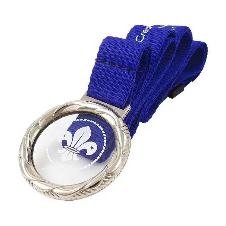 New Custom Design Honor Of Crystal Glass Personalized Blank Medal With Printing 3D Laser Engraved Ribbon
