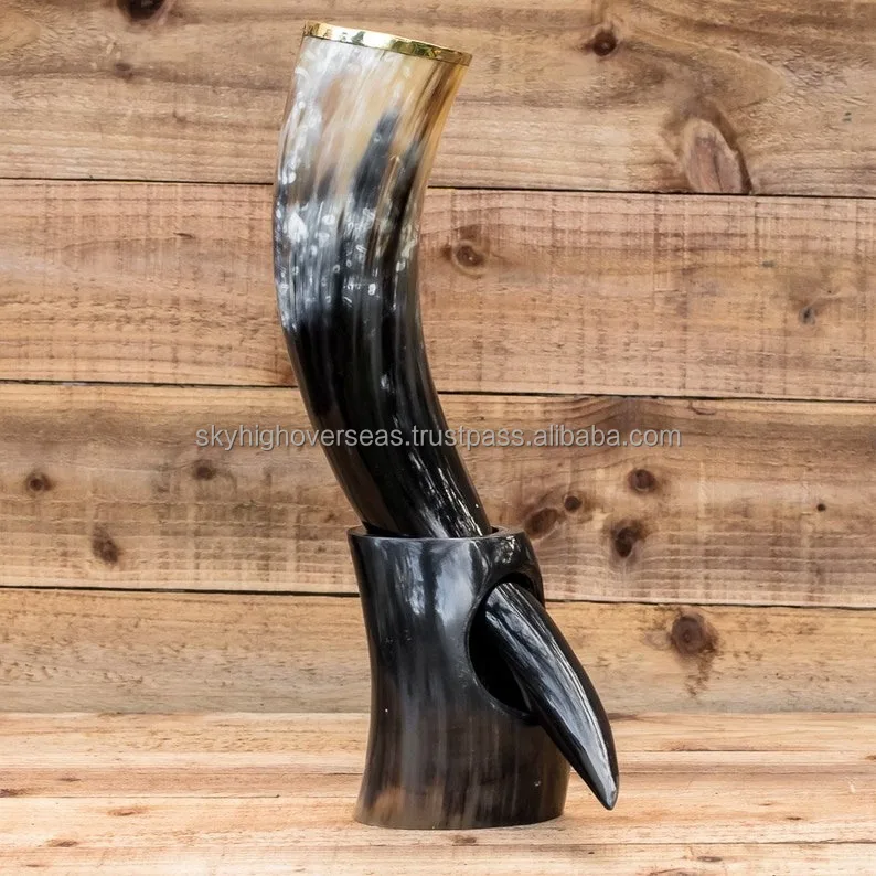 best quality viking horn with leather for party