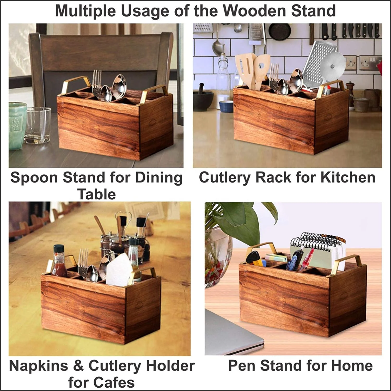 Trendy Spoon Stand for Dining Table Stand Wooden Spoon holder multipurpose Gifts Kitchen Rack Cafe Restaurant