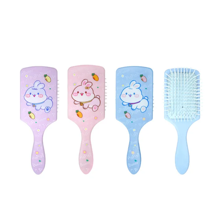 Pig And Rabbit Family Square Massage Comb Pattern Portable Handle Brush Good Factory Brushes for Brushes