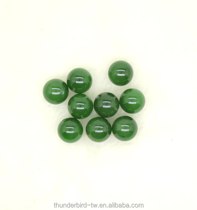 High quality half drilled 12mm Loose gemstone bead A grade natural genuine green jade nephrite