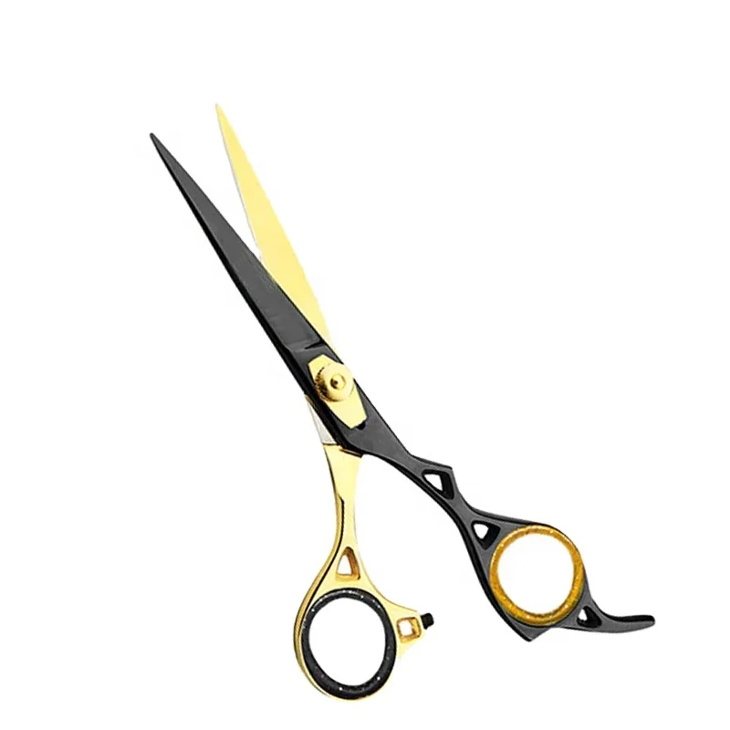 High Quality Black Gold Barber Hair Cutting Scissor Wholesale Salon Stainless Steel Handle and Blade Scissors Made in Pakistan