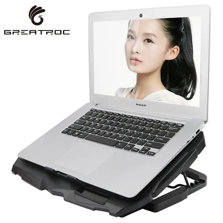 Great Roc laptop desk bed tray laptop angle adjustable with2 fans and LCD laptop cooler stand