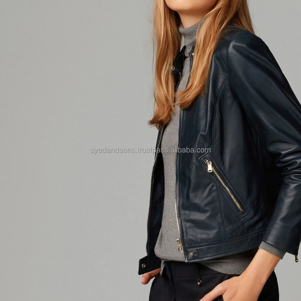 Syed & Sons Latest Stylish Fashion Jackets Motorcycle Bomber Biker Genuine Lambskin Leather Jacket For Women