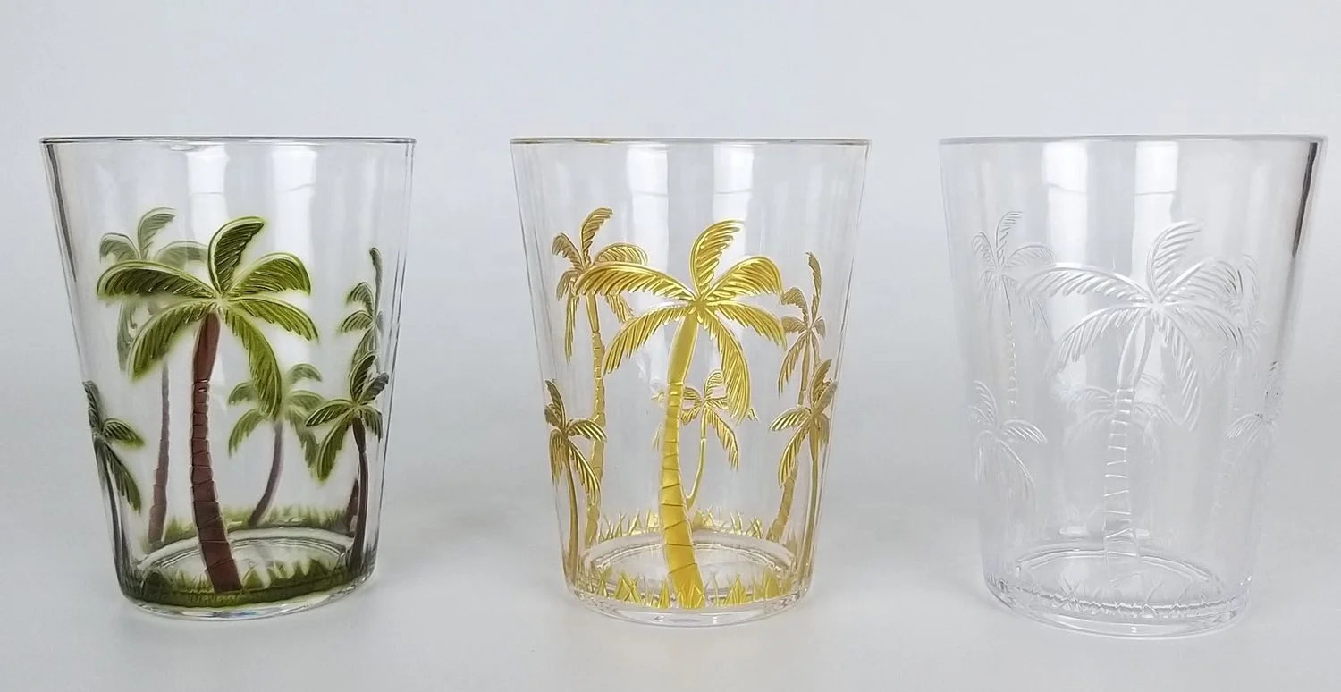 Palm tree acrylic plastic salad bowl with lid