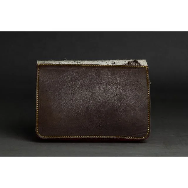 Brown and White Leather Sling Bag Large Cowhide Bag Cow Hide Leather Bag Premium Quality