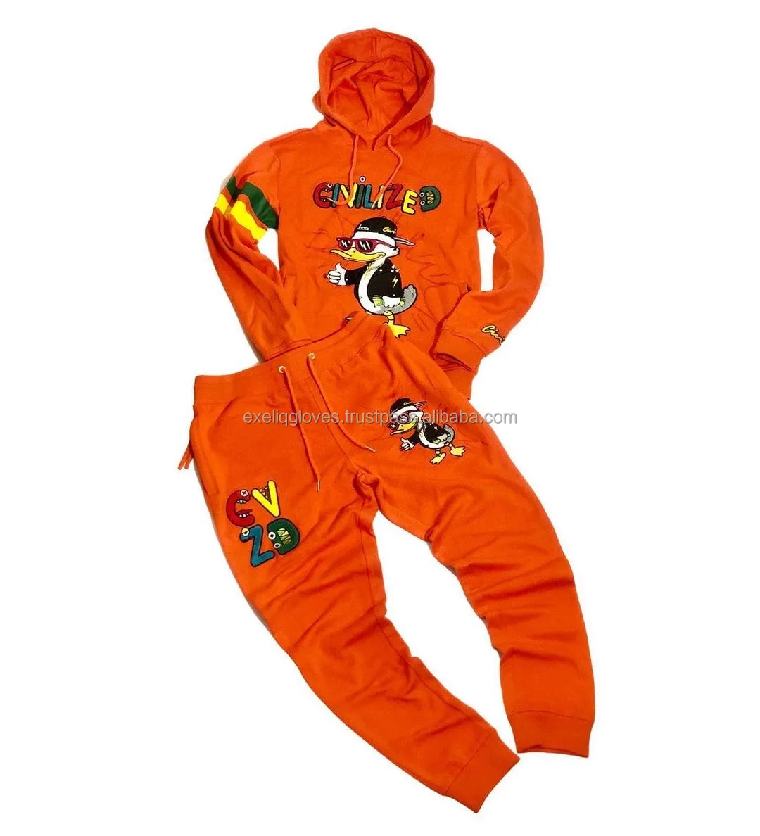 Wholesale Cheap Custom tracksuits High Quality Street wear 2021 New Design men tracksuit Street Wear Thick Chenille Patch Set