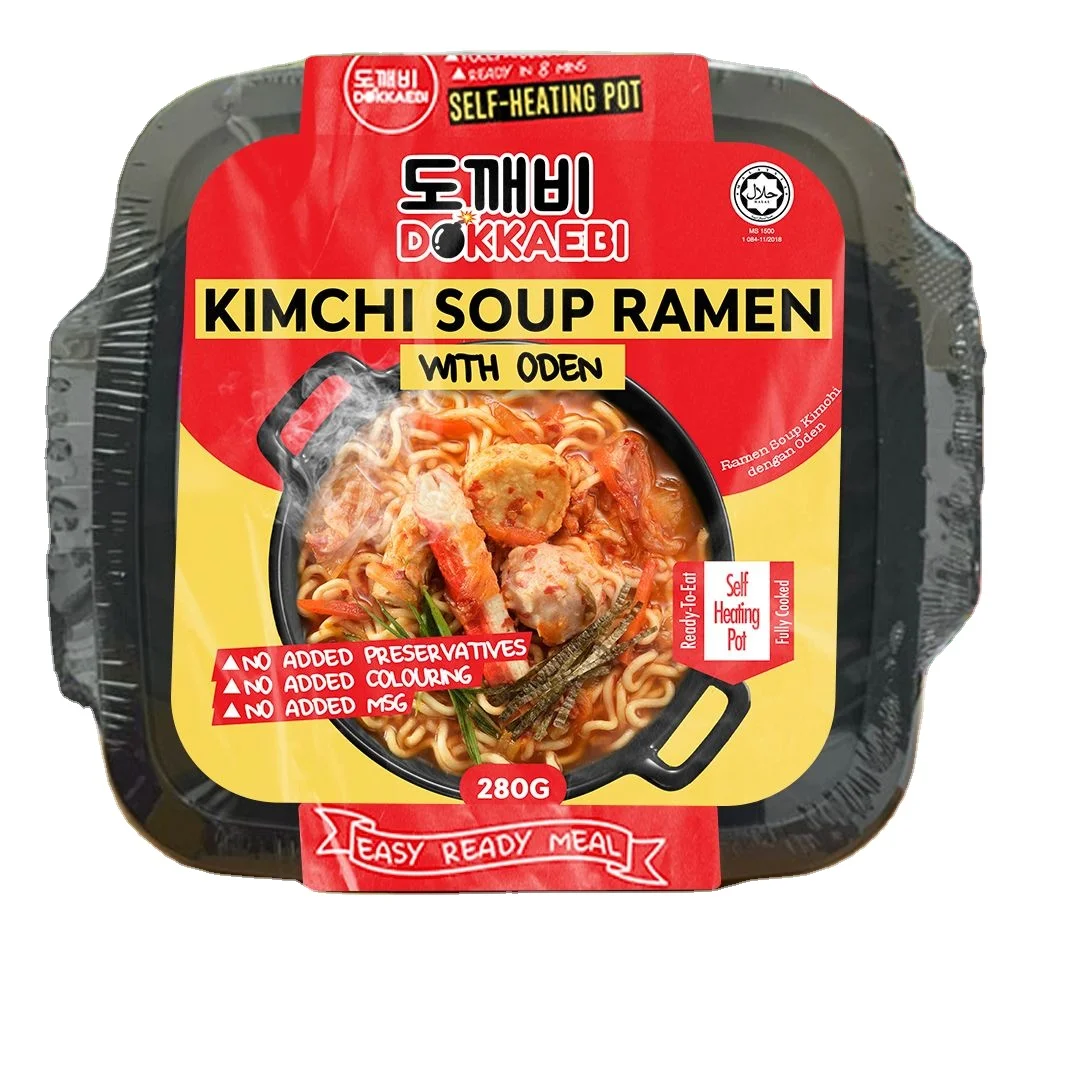 Dokkaebi Kimchi Soup Ramen самонагреваический горячий горшок с традиционным ароматом Одена пряным вкусом для взрослых и детей приготовленный стиль