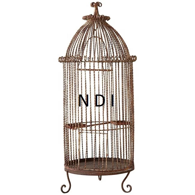  Эксклюзивный дизайн железная металлическая клетка для птиц с белым порошковым покрытием яркая отделка подвесная украшения дома