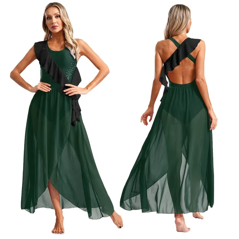 Custom Wholesale Training Dancewear Women Modern Stage Lyrical Dance Costume Performance Wear Ballroom Dance Dresses