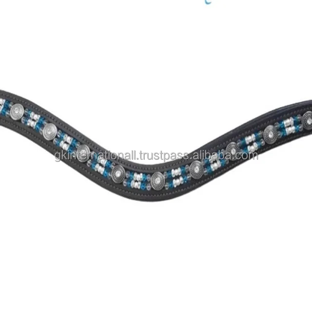 Ручная работа Выездки английская кожа лошадь брови настраиваемые красочные 2 ряда бусины жемчуг камни комбинация роскошные