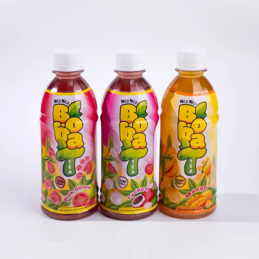 Fruit Tea with Poping Boba Pearl 350ML PET Bottle Iced Tea Drinks Wholesale Cheap Price Vietnam Beverage Manufacturer