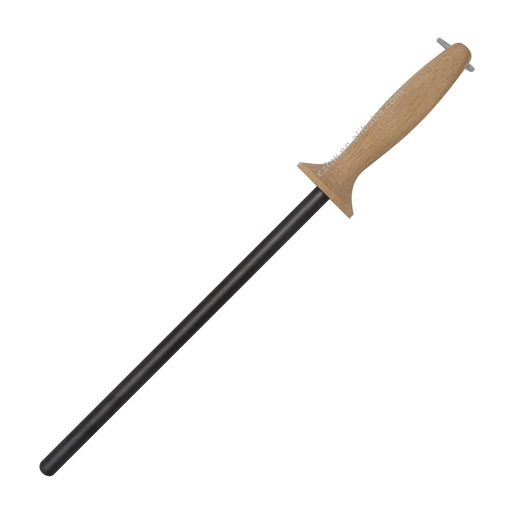 Professional chef use Handheld black ceramic knife sharpener with wood handle