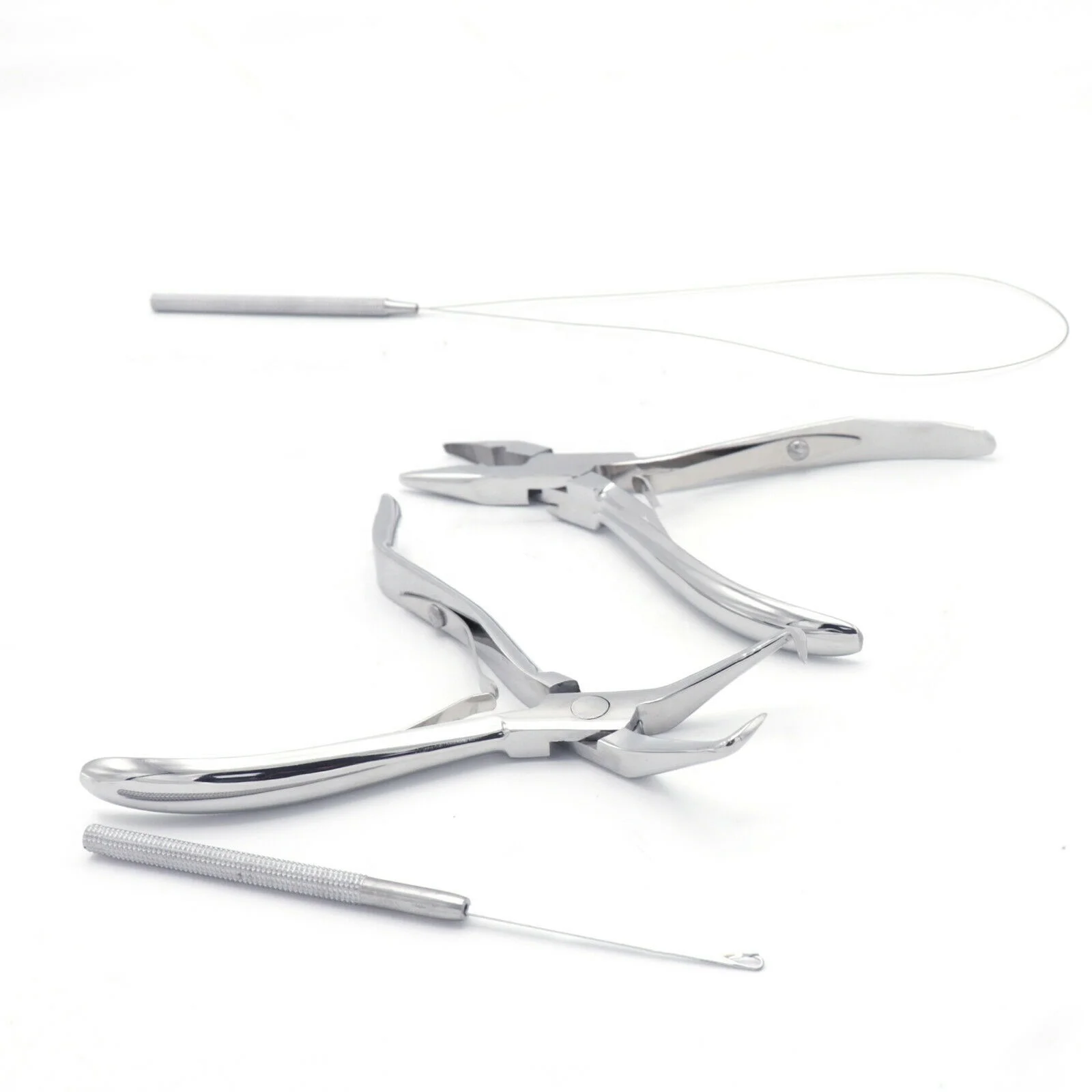 HAIR EXTENSION PLIERS KIT For Removing Silicone MICRO RING BEADS And Bond stainless steel pliers kit with hook needle