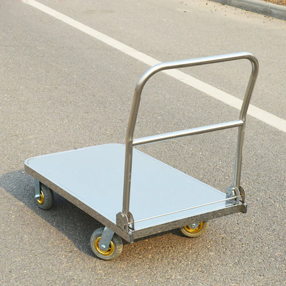 120*70cm 1000kg Stainless Steel Trolley Cart Anti-Corrosion Foldable Platform Trolley For Delivery