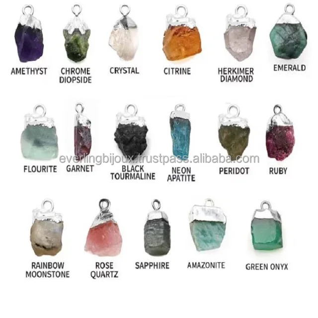 Handmade Silver Gold Electroplating Beautiful Mix Lot Raw Uncut Gemstone Connector Single Bail Rough Jewelry Findings Components