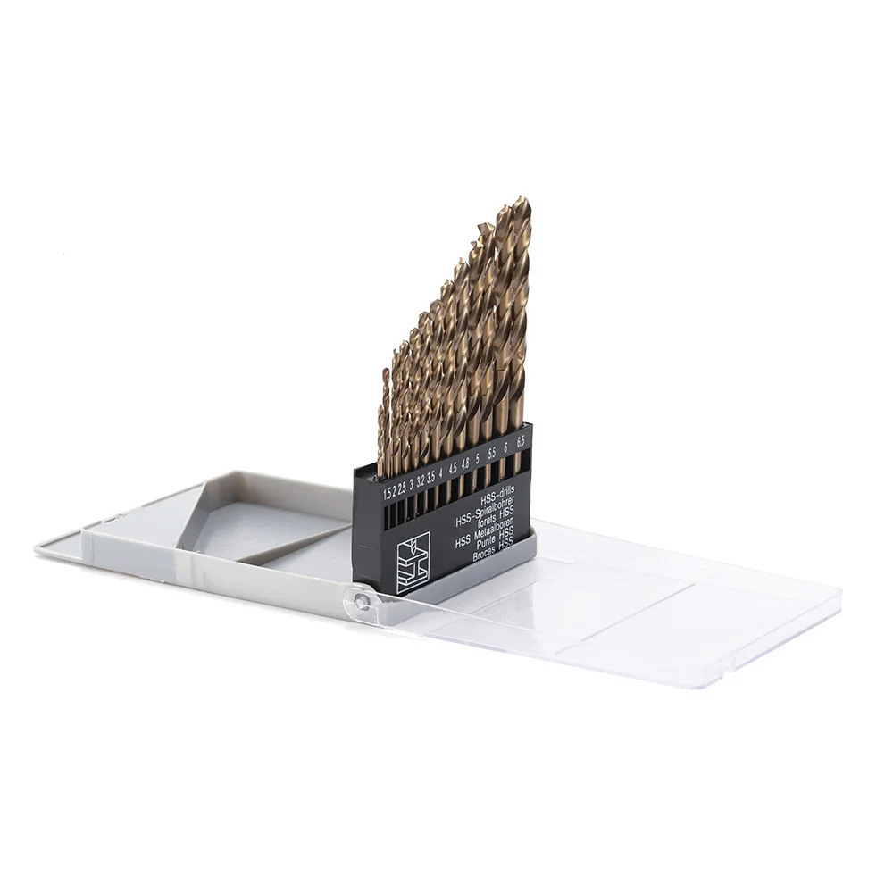 13Pcs HSS M35 Twist Drill Bit Set For Metal Stainless Steel Aluminium Drilling In Plastic Box