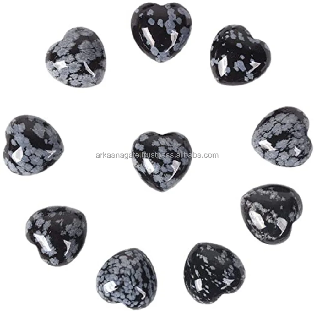 Wholesale snowflake obsidian heart puffy heart snowflake obsidian chakra crystals healing for sale