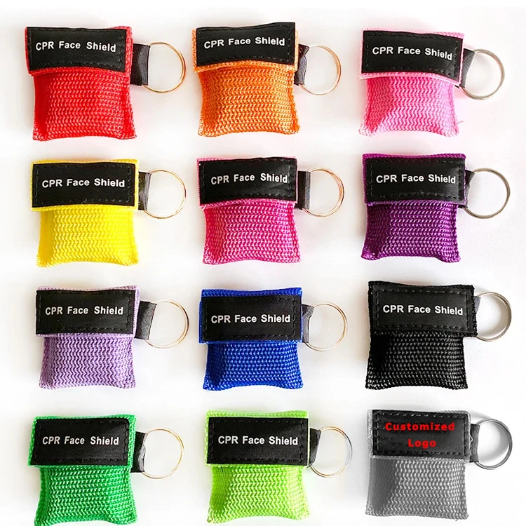 Custom logo Wholesale First-Aid Devices resuscitator mask cpr face shield Emergency Portable keychain pouch CE certificated