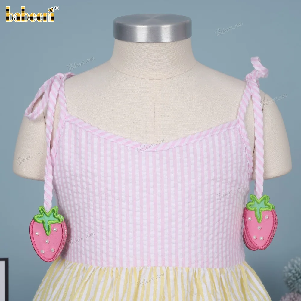 Girl ruffled skirt with colorful seersucker ODM OEM baby smocked dress wholesale manufacturer - DR4167