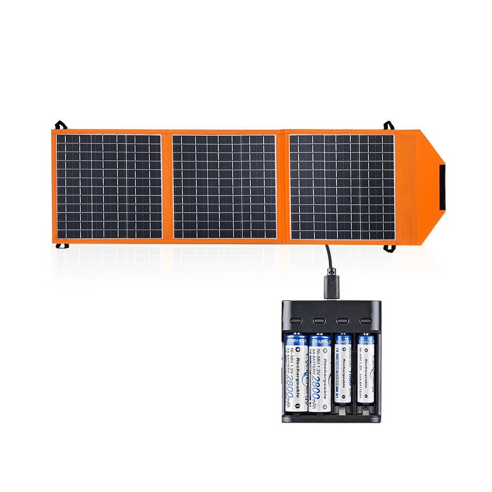 Directly factory of  Wholesale Folding Solar Charger 30W Waterproof Portable Solar Panel and smart USB charger for battery