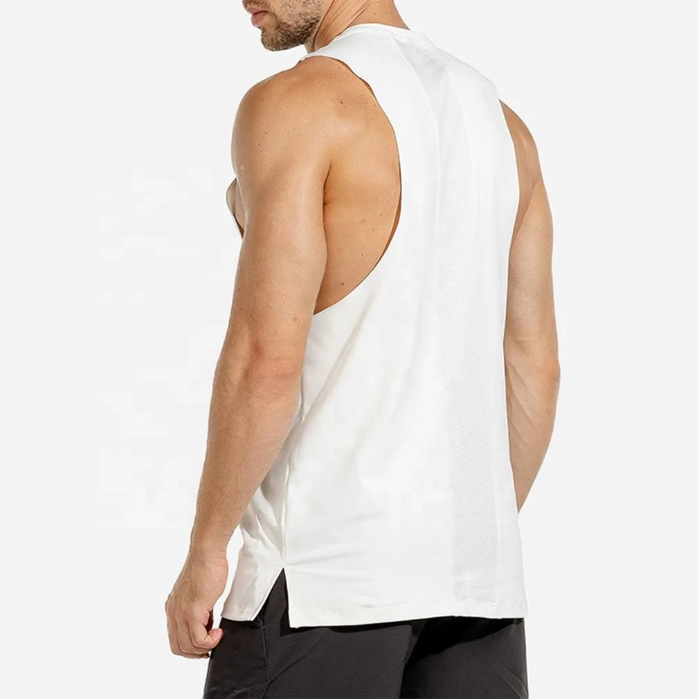 Men High Quality Mesh Panel Tank Top Side Slits Muscle Fitted Tank Top