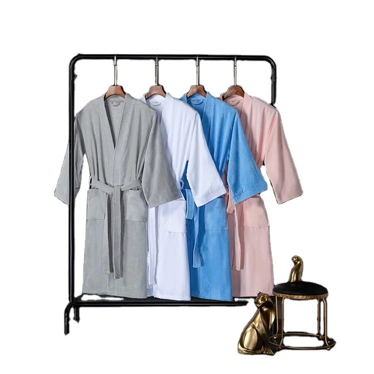 oem custom logo design with absorbent and quick-drying long bathrobe for men and women and hotel nightgown hotel bathrobe
