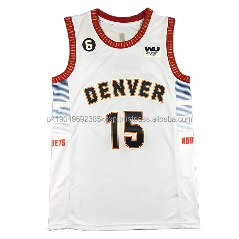 2022_23 городской белый синий мужской баскетбольный трикотаж Denver Nuggets на заказ Jokic 15 # командная форма с техникой сублимации