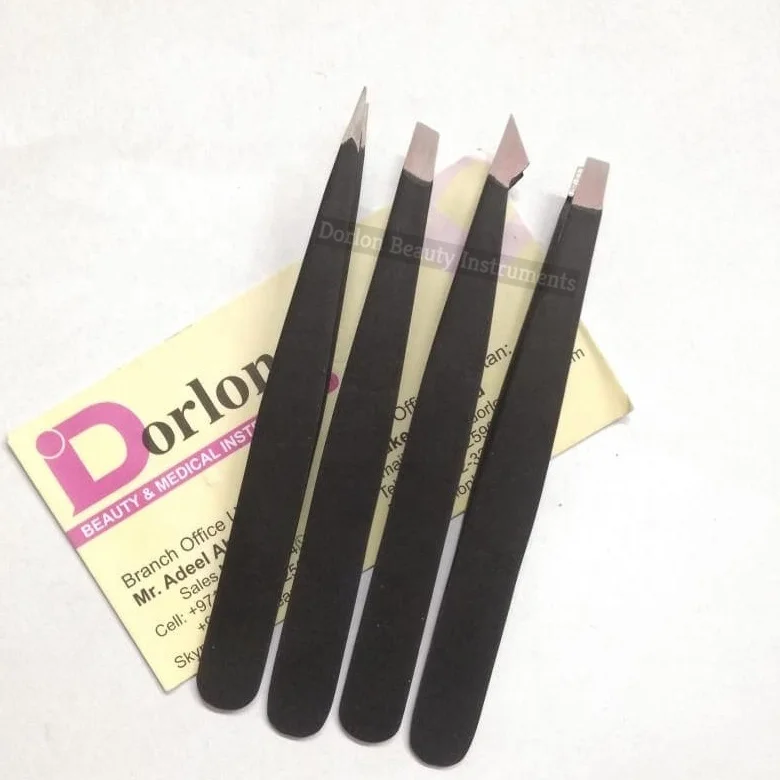 Hot Selling Eyebrow Tweezers Scissors Set With Custom Case Private Label Top Quality Slanted Pointed Tweezers & Spring S