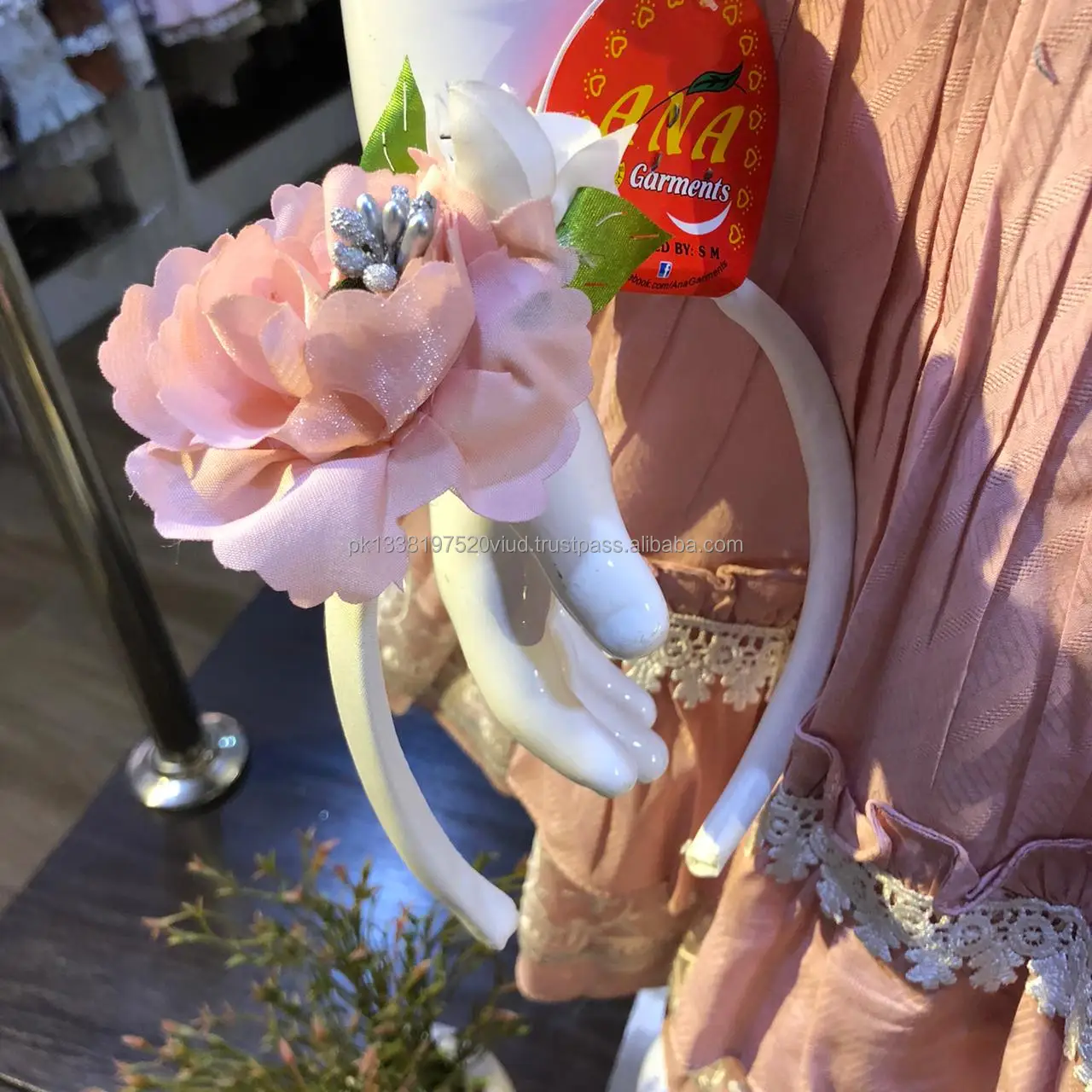 new laces dress with hairband color cotton white lace fancy frock with hairband