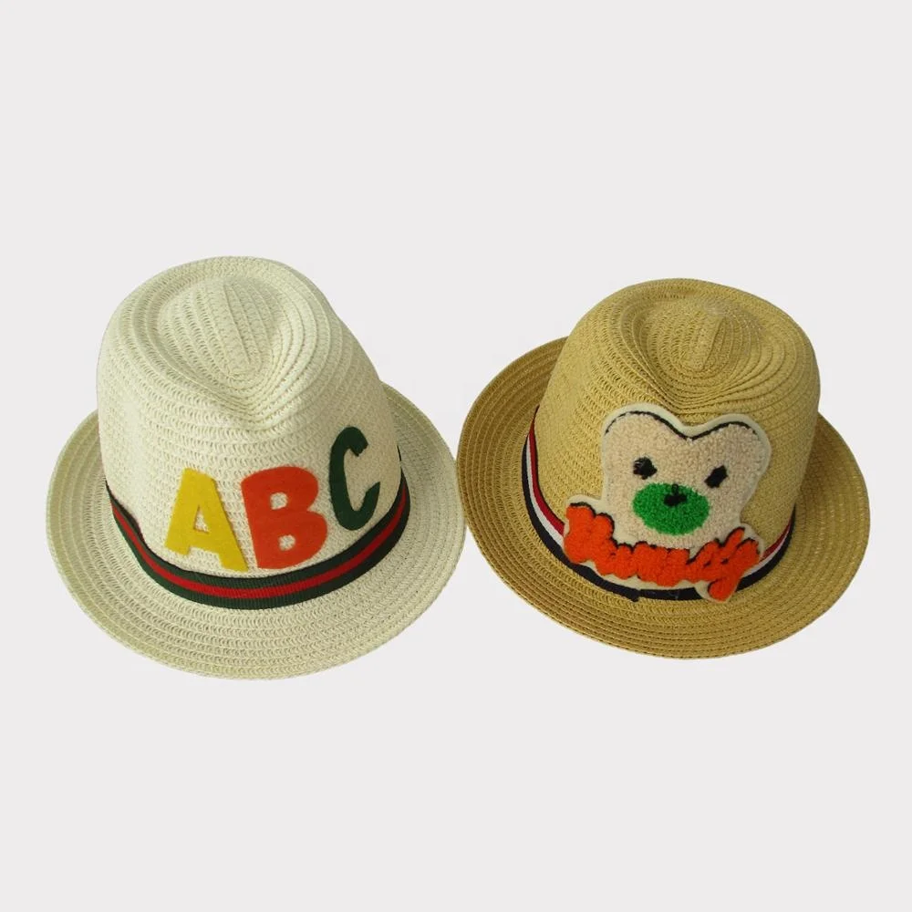 Natural Wheat Straw Flat Top Boater Hat with Striped Band