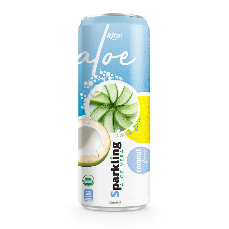 Sparkling  Aloe Vera Juice  Fruit Flavor Drink Canned  Carbonated Aloe Vera  320ml Natural Juice Flavored carbonated drinks