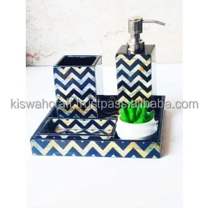Luxury Bone Inlay Bathroom Set from KISWAH CRAFT Best Design Wood Soap Holder New Color Home Decor Accessories