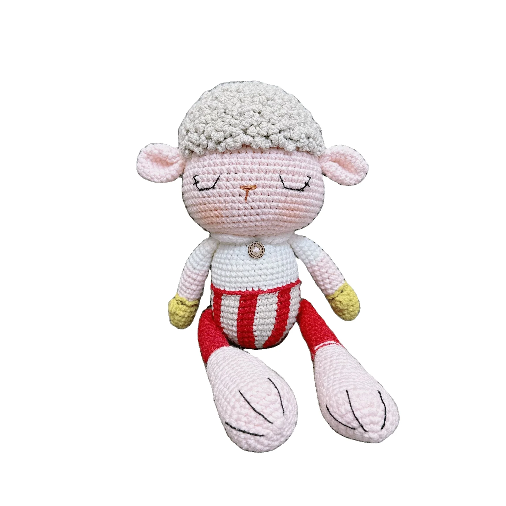 Новое поступление Лидер продаж 100% Amigurumi с логотипом ручной работы Очаровательная Спящая Овечка кукла рождественский подарок для детей
