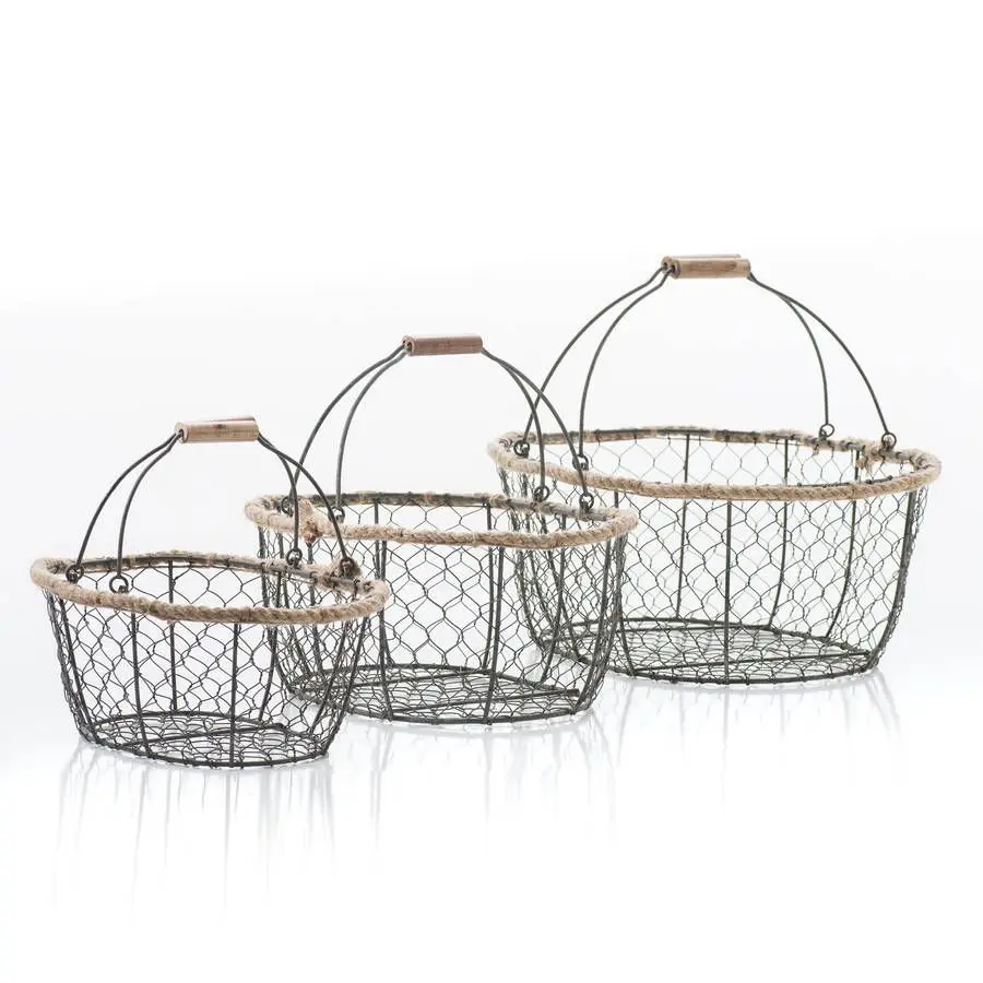 Metal Wire Baskets For Storage Metal Wire Mesh Basket Wholesale Customized Durable Round Fruit & Vegetable