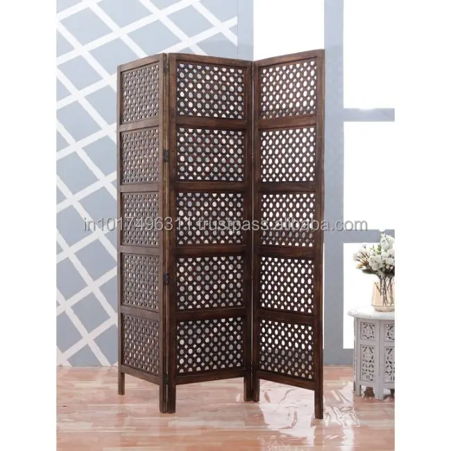 Ручной работы 3 панели межкомнатные деревянные перегородки & для комнат (коричневый) твердой древесины декоративные настенные экраны (свободный стоящий)